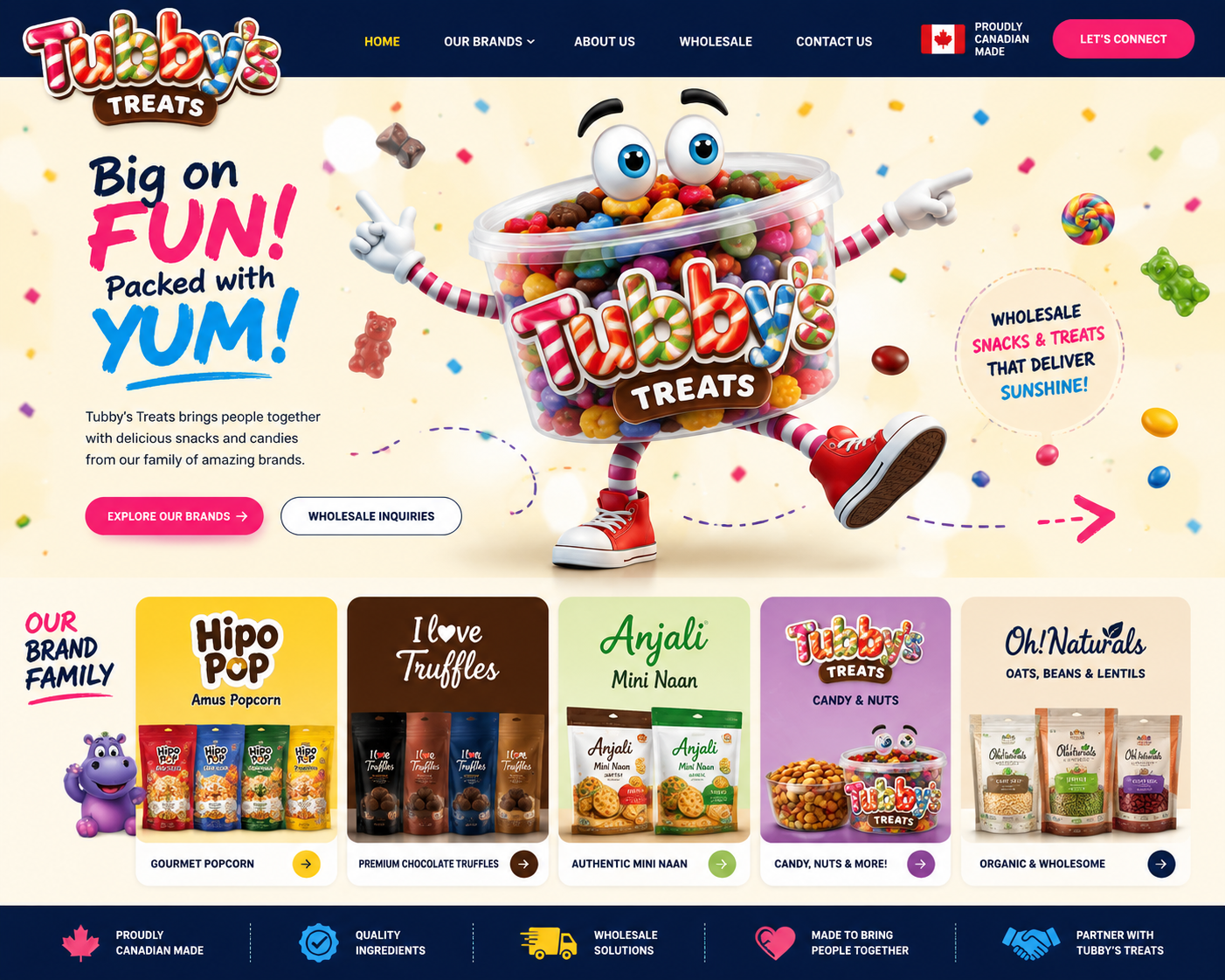 Tubby's Treats homepage visual preview